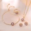 Collar para Mujer Ins Trendy Douyin Set de Tres Piezas Aretes Giratorios Anillo Collar de Acero de Titanio Cadena de Clavícula de Circonita Micro-Pavé de Moda