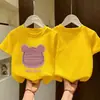 Camiseta de Algodão Manga Curta Estampa Cartoon Fofa de Verão para Meninas 2026 Nova Roupa Infantil Cartoon Gola Redonda