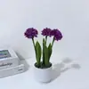 Suministrado Directamente del Fabricante, Piedra Flor de Lluvia Tres Bolas Pequeñas Crisantemo Bonsái Artificial Decoración de Escritorio de Oficina Flor Artificial de Plástico Planta Pequeña en Maceta
