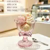 Taza de Helado de Vidrio Estilo Ins Yujing para Uso en Casa, Taza Creativa Alta para Postre de Helado, Vaso para Batidos, Taza de Helado