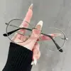 Nuevo marco de gafas ovaladas para miopía para mujer, estilo pequeño fragante, retro, color metal cambiante, marco pequeño, moda, espejo liso