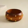 Pulseira geométrica de madeira e metal com rebites em formato de estrela, estilo étnico europeu e americano, acessório feminino versátil minimalista de nicho