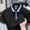 Camiseta de Manga Corta para Hombre con Cremallera Jacquard 2026 Verano Nuevo Estilo Casual de Negocios Holgada Transpirable Camiseta de Manga Corta para Hombre Dropshipping