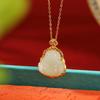 Joyería Yuebao Plata Esterlina S925 Chapada en Oro Jade Hetian Vintage Colgante Maitreya Buda Elegante Colgante de Buda Joyería Versátil