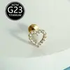 Piercing Labial Stud de Titânio F136 com Design de Flor Relâmpago e Cravação de Zircônia, Joia para Body Piercing com Corpo de Titânio de Grau Cirúrgico, Produto em Estoque do Fabricante