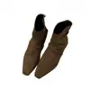 Botines cortos de gamuza estilo retro, de nicho, con detalle de pliegues, botas estilo western, nueva colección otoño/invierno, botines de tacón grueso para mujer, botines ajustados estilo francés