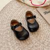 Zapatos Pequeños de Cuero para Niñas, Zapatos de Princesa Coreanos de Moda y Sencillos para Niñas, Zapatos Planos Antideslizantes de Suela Suave para Estudiantes, Tendencia Primavera y Otoño 2025