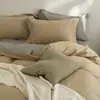 Oferta especial: Conjunto de cama de quatro peças de algodão puro escovado, qualidade A, amigável para gestantes, 100 fios, cor sólida simples, inclui lençol de cima, lençol com elástico e capa de edredom