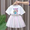 Merchandising de Grupo de Chicas Cazadoras de Demonios Kpop Vestido de Malla de Manga Corta para Niñas Camiseta de Manga Corta para Niñas Top de Verano para Niños Pequeños Ins