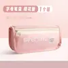 Porta-canetas Cilíndrico Monocromático de Mesa Bolsa de Lápis de Malha Transparente Estojo Simples Universal para Lápis de Exame de Estudante Bolsa de Armazenamento de Material Escolar