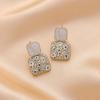 S925 Prata Agulha Internet Celebridade Quente Geométrica Quadrado Brincos Estilo Coreano Diamante Cheio Temperamento Moda Brincos Brincos Mulheres