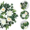 Corona de Hoja de Olivo y Rosa de Primavera y Verano de Amazon Transfronteriza Colgante de Pared para el Hogar Decoración de Puerta Principal