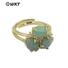 WT-R484 diseño único de flor incrustado tres piedras preciosas doble capa 18K multicolor opcional anillo de joyería de piedras preciosas