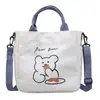 Bolsa de Lona de Osito Lindo para Mujer Estudiante Bolso de Mano para Clase Bolso Cruzado Pequeño Simple Fresco Diario Transfronterizo