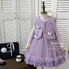 [En Stock] Conjunto para Niña 2025 Invierno Nuevo Estilo Chaleco de Felpa Gatita Kt con Falda de Tul Forrada de Polar Dulce Conjunto de Dos Piezas de Princesa