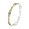 Pulseira de Prata Pura 9999 para Mulheres com Design de Girassol Esmaltado Dourado, Nova Pulseira de Prata Floral Estilo Chinês, Ajustável, Adequada para Melhores Amigas