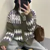 Cárdigan de punto Fair Isle para mujer, Nuevo estilo Otoño/Invierno 2025, Muy elegante, Tejido de estilo relajado, Chaqueta gruesa