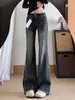 Jeans Acampanados Estilo Americano Vintage para Mujer, Nuevos Pantalones Acampanados Elásticos Adelgazantes Talla Grande para Primavera/Verano, Cuerpo Tipo Pera