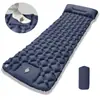 Colchoneta Inflable Auto-Inflable para Acampar al Aire Libre con Bomba de Pie, TPU con Forma de Diamante y Almohada para Esterilla de Dormir de Tienda de Campaña