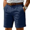 Pantalones Cortos de Lino Casual de Verano para Hombre Amazon Color Sólido de Cinco Puntos Estilo Traje Deportivo de Golf