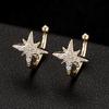 Estilo japonês e coreano 14K ouro brincos cor zircão clipe brincos simples orelha furos orelha dupla orelha fivela em forma de brincos em forma de C para as mulheres