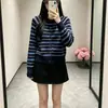 Cárdigan de Punto de Bloques de Color y Rayas Horizontales de Estilo Sencillo para Primavera y Otoño, Cuello Redondo, de Botones, Corto, Suave y Versátil Abrigo Suéter para Mujer