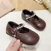 Zapatos de Cuero para Niñas 2026 Otoño Nuevo Estilo Coreano Niñas Strass Suela Suave Antideslizantes Zapatos de Princesa Casual Color Sólido Zapatos Individuales