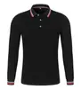 Camisa polo de manga larga de piqué fino mercerizado de 200 g grupo de ropa de trabajo uniforme camisa publicitaria blanca cómoda con texto impreso