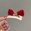 Lazo Rojo Grande de Año Nuevo Pasador para Niños Borla de Terciopelo Dorado Adorno para la Cabeza Femenino Pinza Superior Accesorios para el Cabello de Niña de Año Nuevo