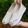 Zapatos de Tela Versátiles de Primavera y Otoño del Viejo Pekín para Mujer con Suela de Cuero Vacuno, Suela Blanda Antideslizante, Suela Blanda Transpirable, Zapatos Ligeros para Conducir