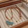 Colar de Sândalo e Jade Azul Novo Estilo, Novo Estilo Chinês, Pingente de Celebridade da Internet de Nicho de Alto Padrão, Corrente de Clavícula Versátil de Luxo Leve