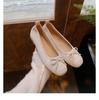 2026 Nuevo Estilo Zapatos Planos Estilo Ballet Redondos Pequeños con Lazo, Zapatos Individuales Suaves de Boca Baja para Mujer, Zapatos Planos de Ballet Color Rojo Otoño