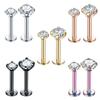 Brincos de aço inoxidável 316 com zircônia, dente interno, titânio, lábio, nariz, osso da orelha, joias da moda feminina, atacado
