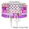 Pulseira Dupla Camada Roxa de Novo Estilo Transfronteiriça com Pingentes de Letra e Coração, Conjunto Colorido Personalizado de Joias de Contas Venda por Atacado