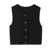 Ropa de Mujer Transfronteriza 2026 Moda Europea y Americana Casual Botones Cuello en V Sin Mangas Chaleco de Punto Chaleco Mujer C526985
