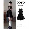 Vestido blanco de lunares para mujer, vestido de verano petite ajustado a la cintura con cinturón, falda corta de línea A, vestido de mujer estilo coreano