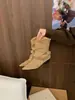 Nova coleção Outono/Inverno 2026: botas western de tornozelo com salto empilhado, estilo retrô francês, bico fino, plissadas, botas Martin para mulheres