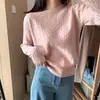Nuevo cárdigan versátil de botones de perla, suéter tejido de manga larga, cuello redondo, corte ajustado, rosa, talla única