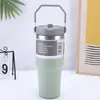 Taza para coche de acero inoxidable 304, vaso térmico de 30 oz, con pajilla y asa, a prueba de fugas y adecuado para usar en el coche