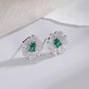 Brincos Stud de Zircônia Aaaaa Micro-Cravejada de Luxo Leve com Pedra Principal de Corindo Vermelho, Brincos Sofisticados e Elegantes com Agulha de Prata 925 de Alta Qualidade
