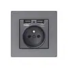 Tomada de Interruptor de Alumínio Escovado Tipo 86 146 para Comércio Exterior com Duas Portas USB Estilo Europeu Padrão Francês Estilo Britânico com Tomada Dupla USB
