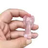 Cristal Branco Natural Cristal de Morango Lápis Lazúli Pedra Bruta Esculpido Anjo Rezando Estatueta Decoração de Escritório Ornamento de Mesa