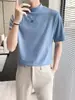 Harajuku sin marca artística versátil casual ins simple moderno cuello medio alto manga corta camiseta nueva moda japonesa