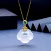Pingente Fechadura Ruyi de Calcedônia Novo Estilo Chinês Tendência Nacional Padrão de Nuvens Fivela da Paz Colar de Casal Popular Feminino Artesanal de Alto Padrão