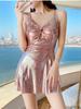 [Xinghe brillante] traje de baño sexy para mujer de alta calidad que cubre la barriga adelgazante para aguas termales Corea del Sur ins traje de baño de una pieza tipo boxer