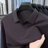 Camisa polo air-layer nova para homens, outono de 2026, camiseta casual de manga longa de cor sólida de alta qualidade com gola de lapela para homens