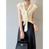 Chaleco de Punto con Escote en V Estilo Francés con Cinta para Mujer, Camiseta Básica sin Mangas de Lana, Top Delgado Elegante de Corte Ajustado