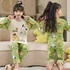 Pijama novo para meninas 2024 infantil primavera e outono conjunto de manga longa para bebês crianças grandes outono roupa de casa