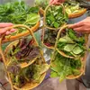 Cesta de Verduras para Olla Caliente de Hongos Silvestres, Charola Multicapa Tejida tipo Ratán para Snacks y Frutas, Cesta de Verduras