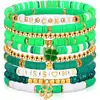 Calle. Pulsera del Día de San Patricio Pulsera Fresca Verde de Arcilla Suave Transfronteriza Europea y Americana Festival Irlandés Lucky Lucky